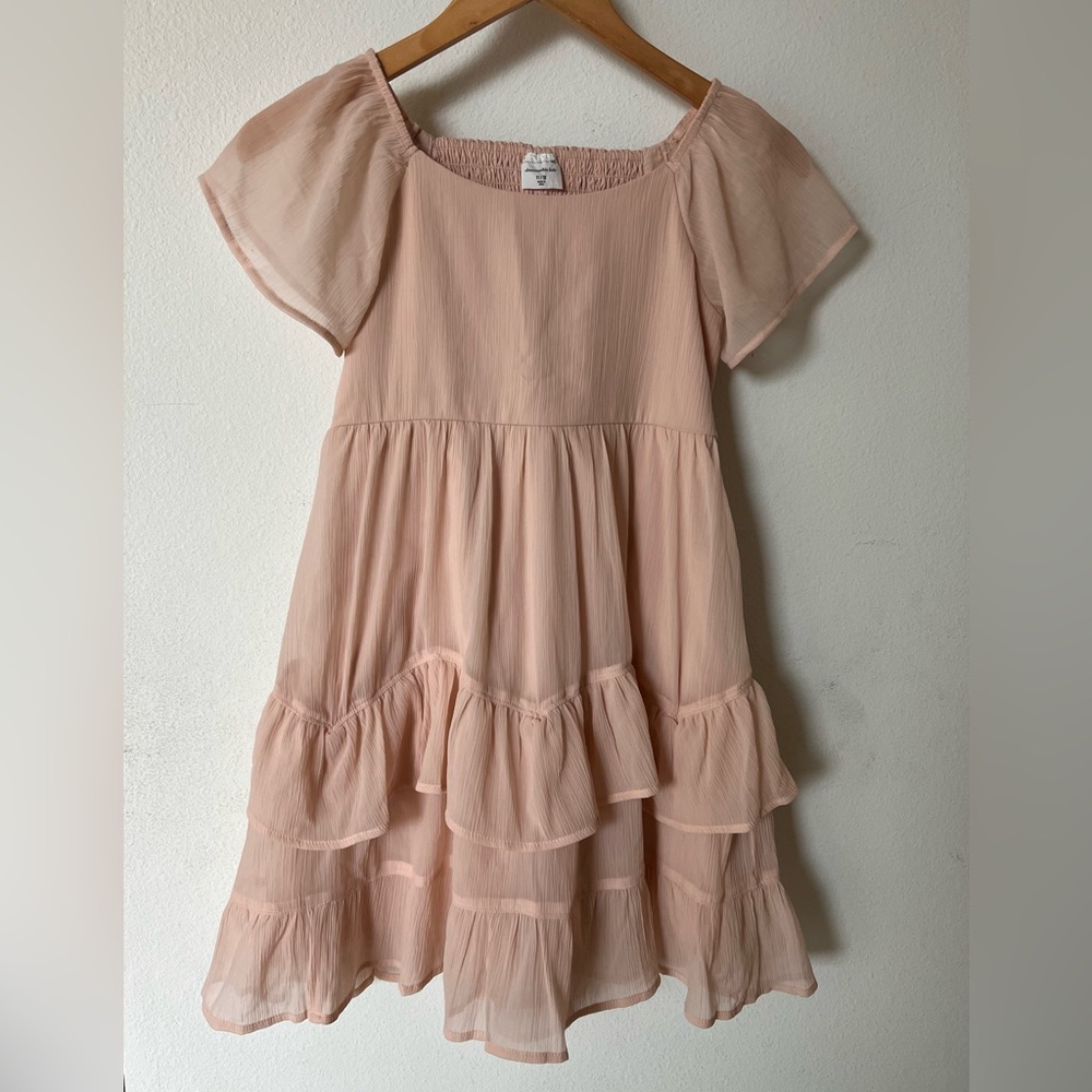 Abercrombie Kids Blush Pink Ruffled Tiered Chiffon Sundress Girls 11/12